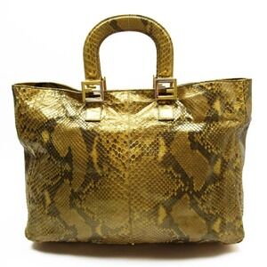 Fendi handbag gold brown python leather classic favorite